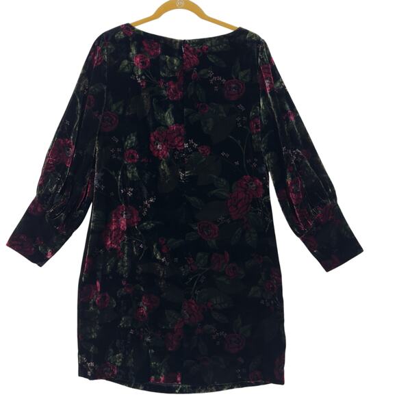 Ann Taylor Floral Gothic Mini Shift Dress Size 8 Long Sleeve Whimsigoth Velvet - Picture 5 of 9